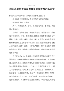 林业局美丽中国我的最美青春梦演讲稿范文