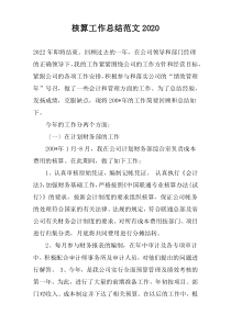 核算工作总结范文2020