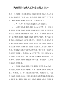 民政局防灾减灾工作总结范文2020