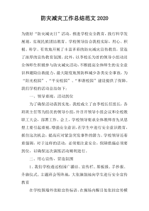 防灾减灾工作总结范文2020