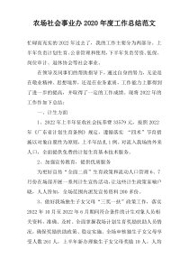 农场社会事业办2020年度工作总结范文