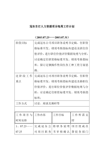 冠东车灯人力资源项目每周工作计划4