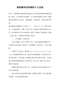 高校教师试用期的个人总结