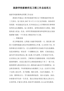 旅游学校新教师见习期工作总结范文