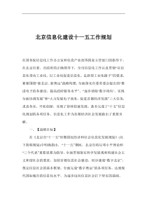 北京信息化建设十一五工作规划(1)