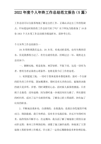 2022年度个人年终工作总结范文报告（5篇）