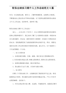 财务出纳实习期个人工作总结范文5篇