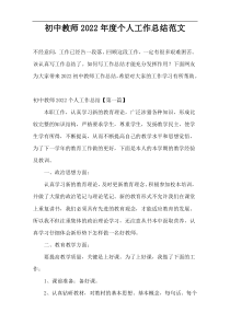 初中教师2022年度个人工作总结范文