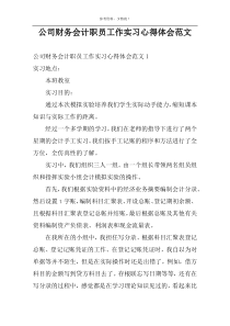 公司财务会计职员工作实习心得体会范文