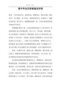 高中毕业生班级鉴定评语