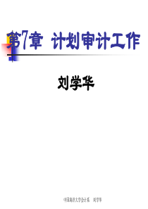 审计学原理-07-计划审计工作