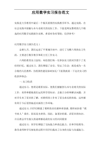 应用数学实习报告范文