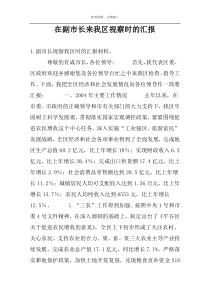 在副市长来我区视察时的汇报