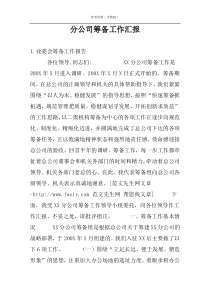 分公司筹备工作汇报