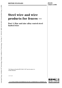 BS EN 10223-1-1998 栏栅用钢线和金属线制品.锌和锌合金包覆的刺钢丝线Steel w