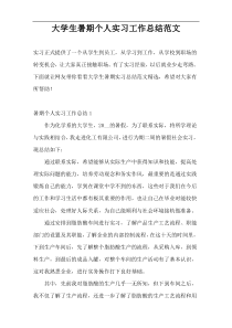 大学生暑期个人实习工作总结范文