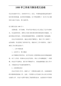 1000字工作实习报告范文总结