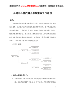 昌河北斗星汽博会参展整体工作计划