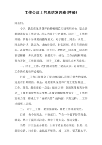 工作会议上的总结发言稿(样稿)