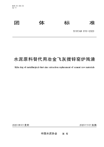 T∕CCAS 016-2020 水泥原料替代用冶金飞灰提锌窑炉残渣