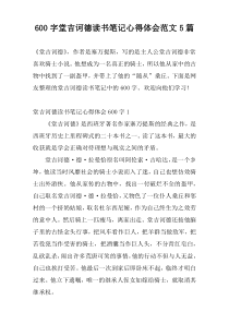 600字堂吉诃德读书笔记心得体会范文5篇