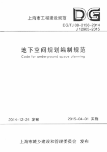 DGTJ 08-2156-2014 地下空间规划编制规范