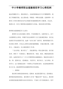 中小学教师职业道德规范学习心得范例