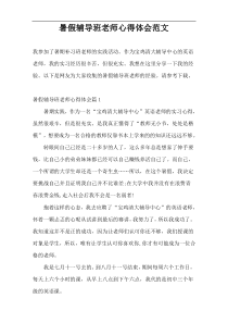 暑假辅导班老师心得体会范文