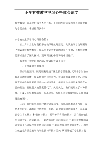 小学有效教学学习心得体会范文