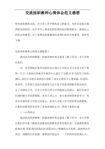 交流挂职教师心得体会范文感想