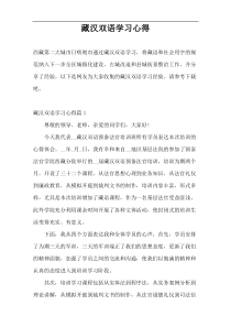 藏汉双语学习心得