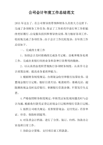 公司会计年度工作总结范文