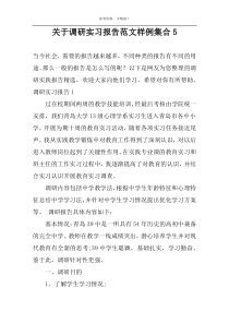 关于调研实习报告范文样例集合5