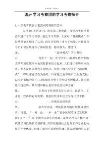 温州学习考察团的学习考察报告