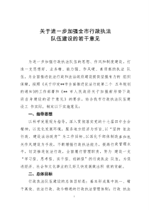 关于进一步加强全市行政执法队伍建设的若干意见