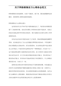 关于网络销售实习心得体会范文