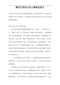 酒店文员实习生心得体会范文