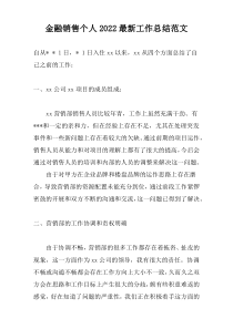 金融销售个人2022最新工作总结范文