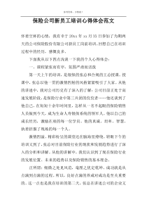 保险公司新员工培训心得体会范文