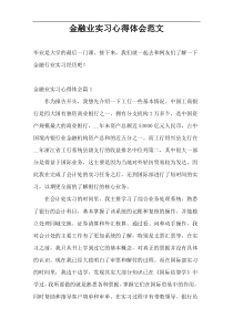 金融业实习心得体会范文