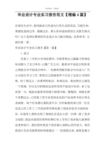 毕业设计专业实习报告范文【精编4篇】