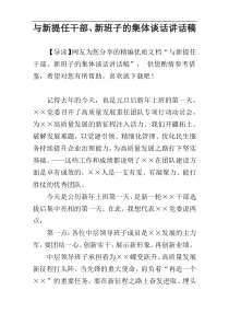 与新提任干部、新班子的集体谈话讲话稿