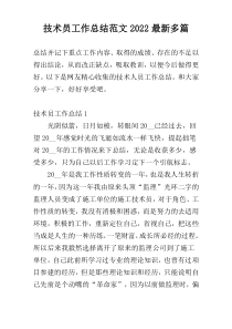 技术员工作总结范文2022最新多篇