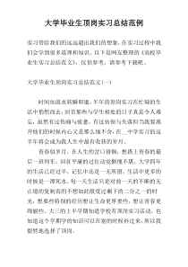 大学毕业生顶岗实习总结范例