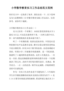 小学数学教育实习工作总结范文范例