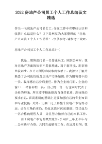 2022房地产公司员工个人工作总结范文精选