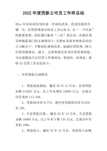 2022年度贷款公司员工年终总结