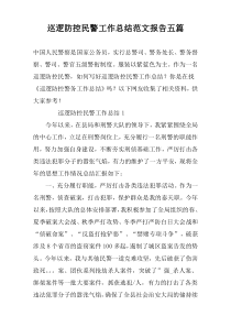 巡逻防控民警工作总结范文报告五篇