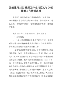 区统计局2022最新工作总结范文与2022最新工作计划范例