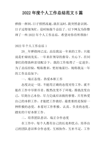 2022年度个人工作总结范文5篇